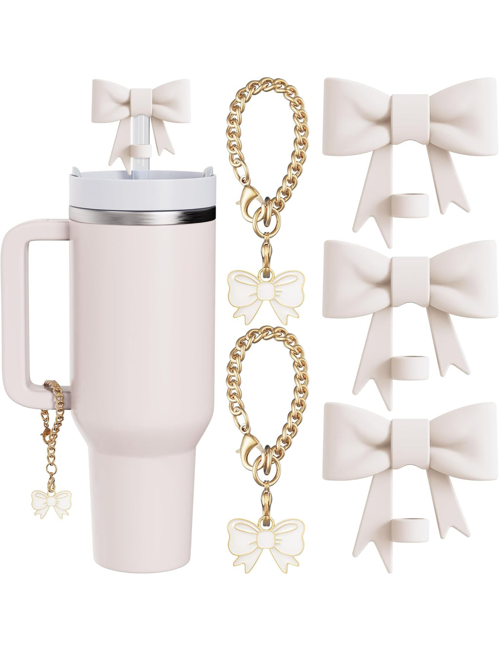 Straw Cover Cap & Charm [White]
