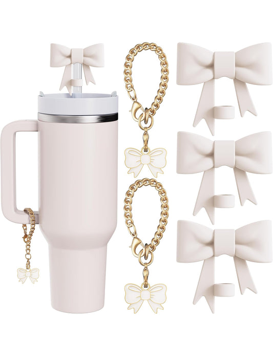 Straw Cover Cap & Charm [White]