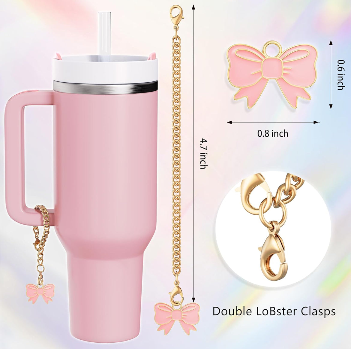 Straw Cover Cap & Charm [Pink]