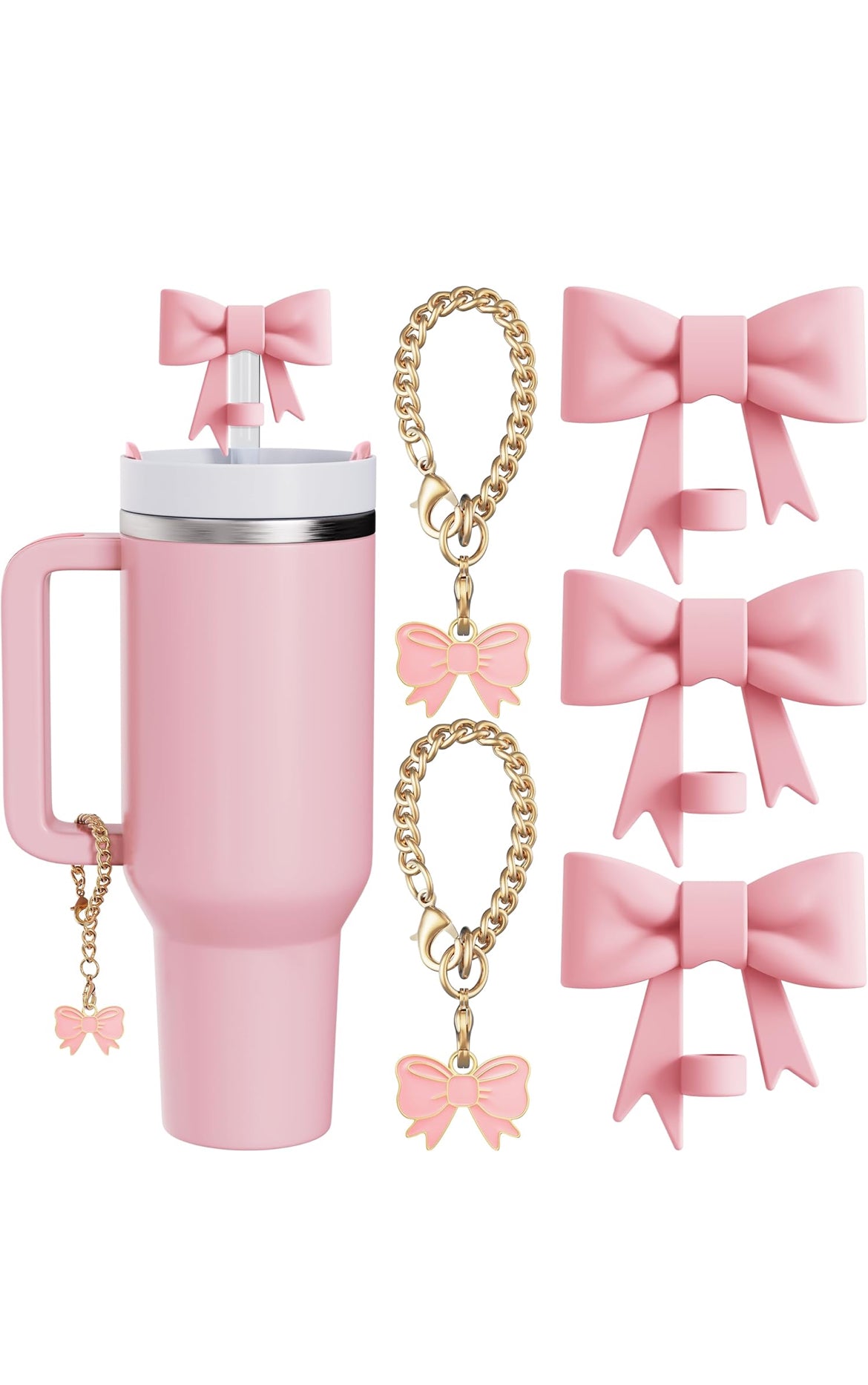 Straw Cover Cap & Charm [Pink]