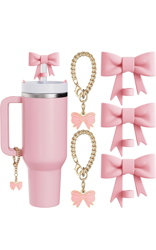 Straw Cover Cap & Charm [Pink]