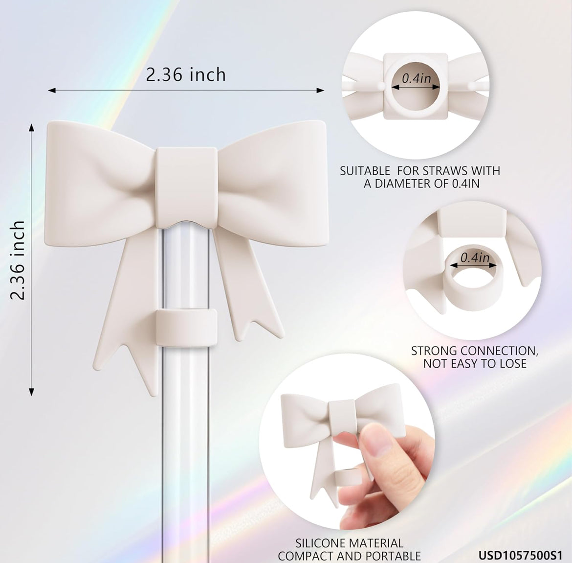 Straw Cover Cap & Charm [White]